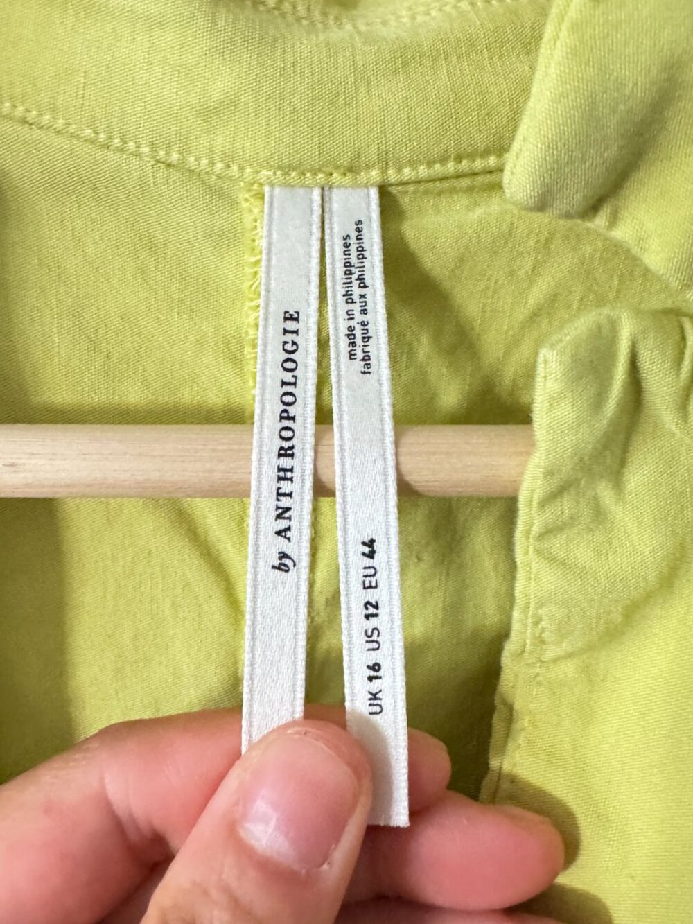 By Anthropologie Sleeveless Shirt Dress Lime Vibrant Button Up Collared Size 12 - Picture 8 of 8